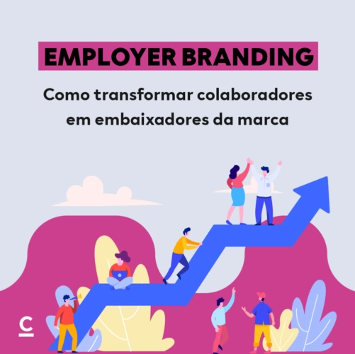 peça gráfica com o título do blog e uma seta em formato de escada, com pessoas subindo.