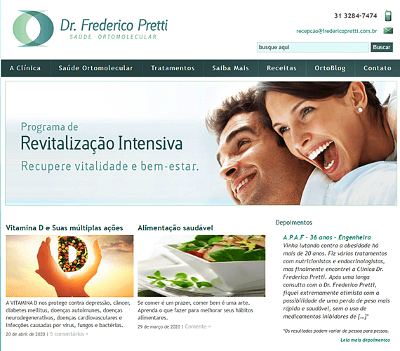 Imagem da home do site do Dr. Frederico Pretti