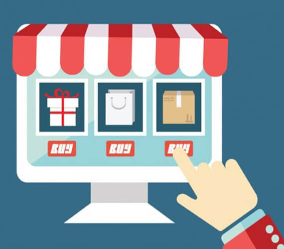ilustração com a imagem da tela do computador, com vários itens de para comprar