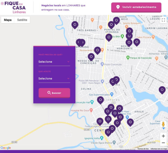 Mapa de delivery Fique em Casaprint do mapa do fique em casa em linhares
