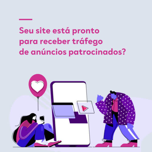 Arte que mostra duas pessoas checando um celular.
